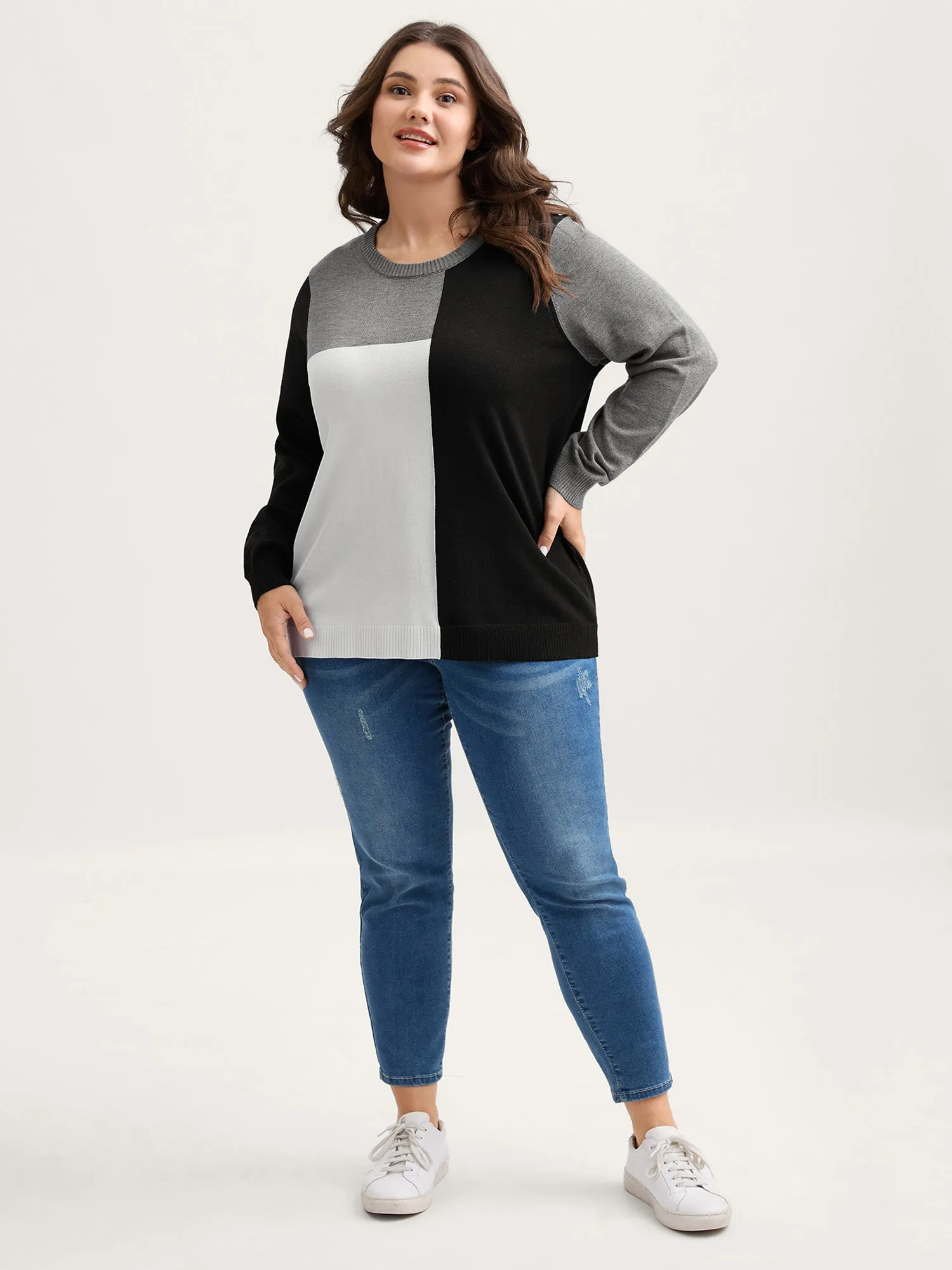 Supersoft Color Block Slim-Fit Pullover sold by Bloomchic product image thumbnail 3