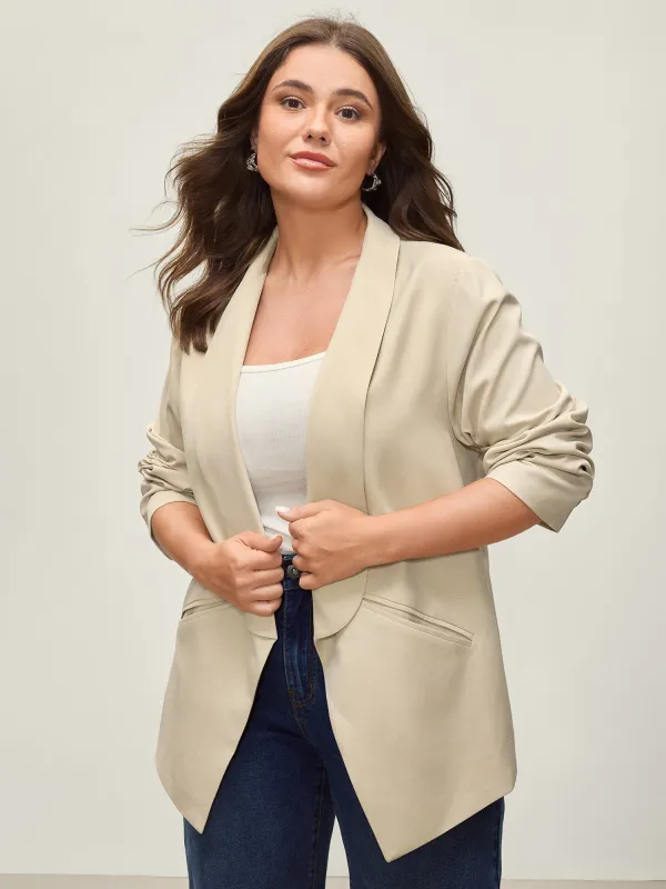 Long Collar Open-Front Blazer sold by Bloomchic