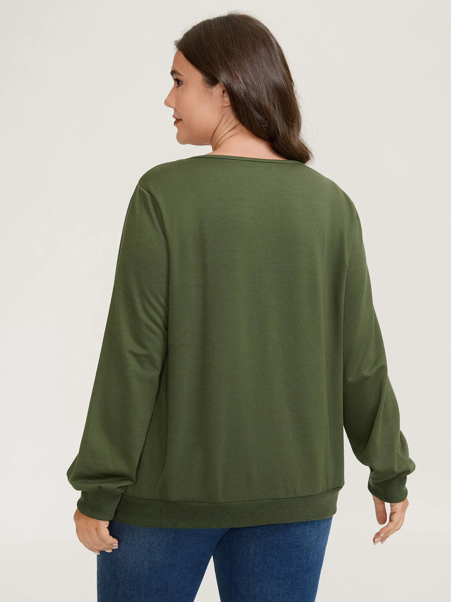 Plaid Spliced Wrap Contrast Sweatshirt sold by Bloomchic product image thumbnail 4