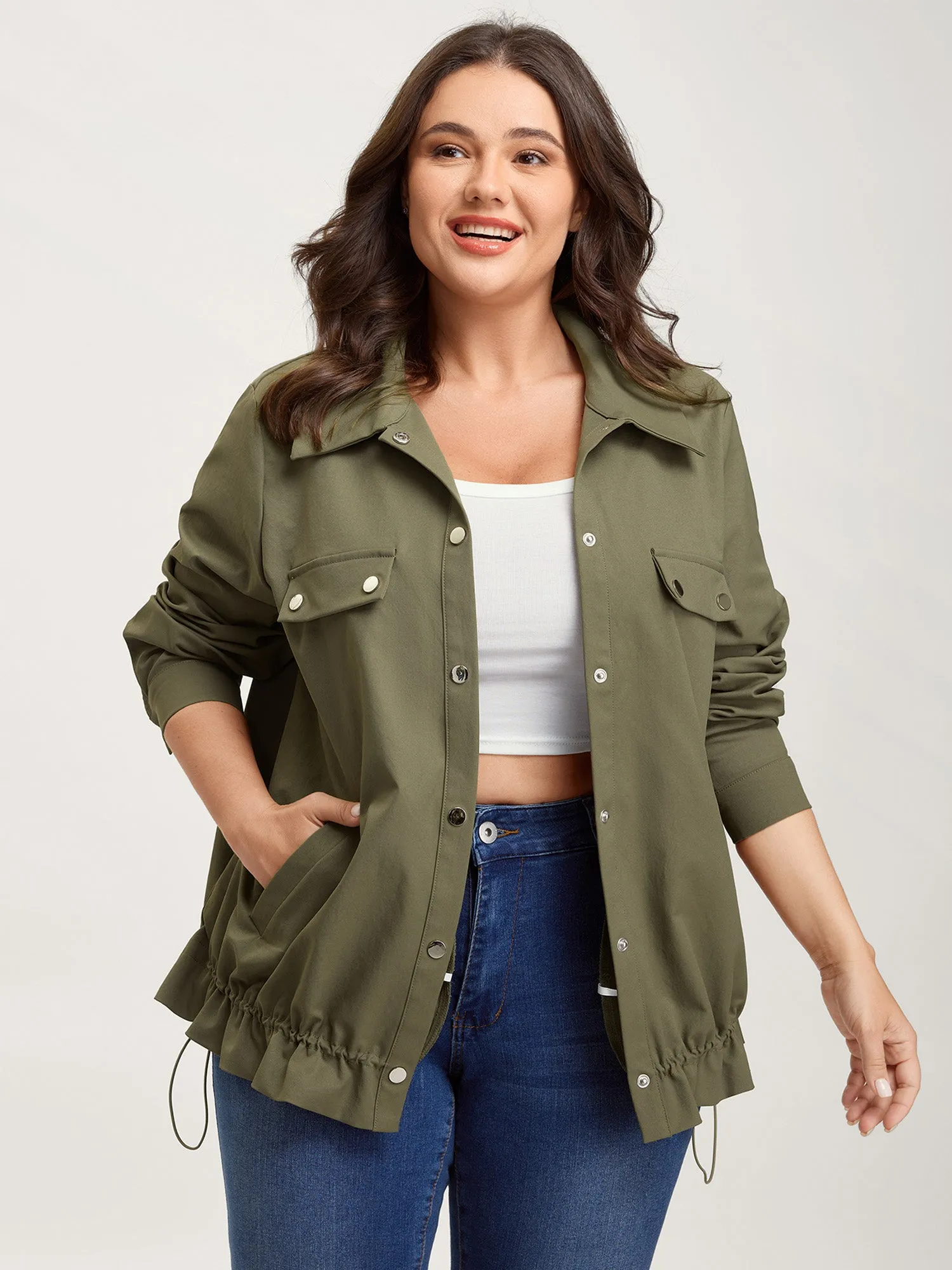 Elastic Adjustable Hem Pockets Jacket sold by Bloomchic