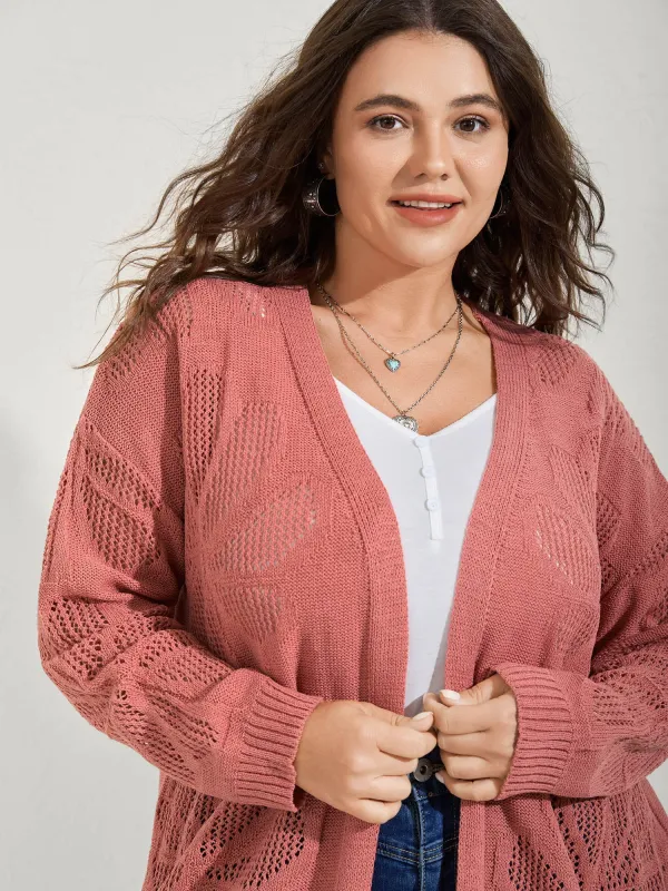 Floral Cut-Out Jacquard Knit Cardigan sold by Bloomchic