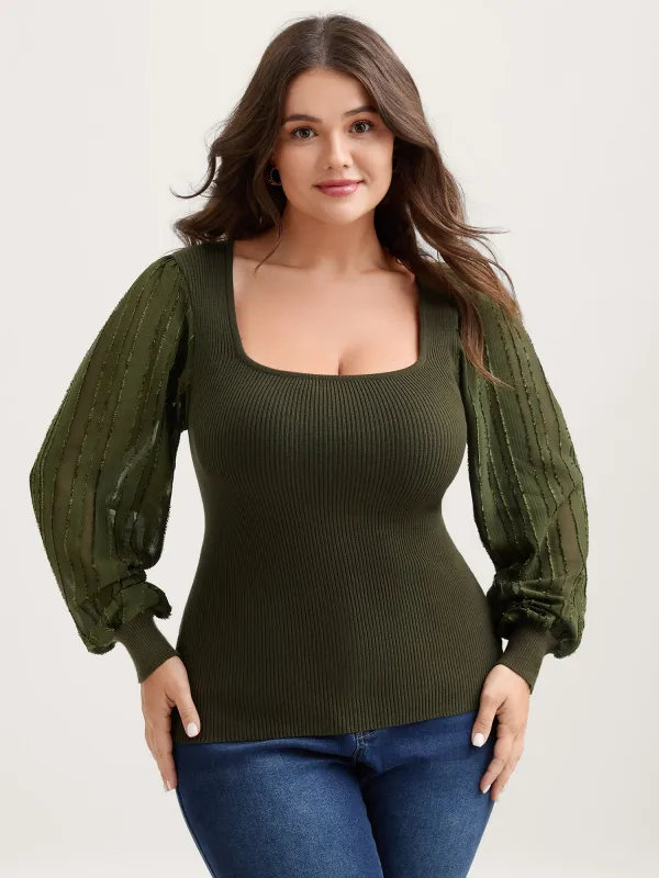 Bodycon Fit Textured Square Neck Pullover sold by Bloomchic