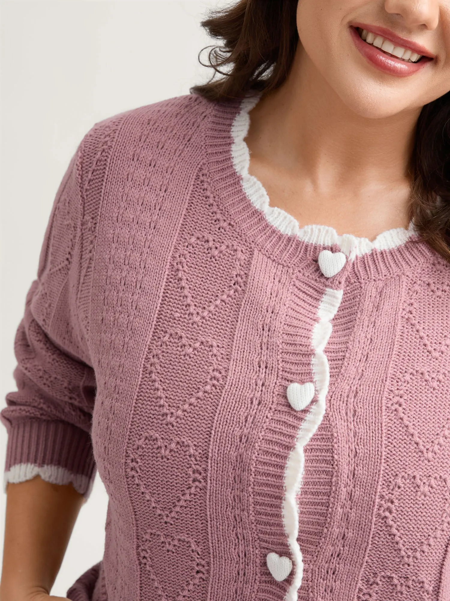 Wavy Contrast Edges Textured Knit Cardigan sold by Bloomchic product image thumbnail 4