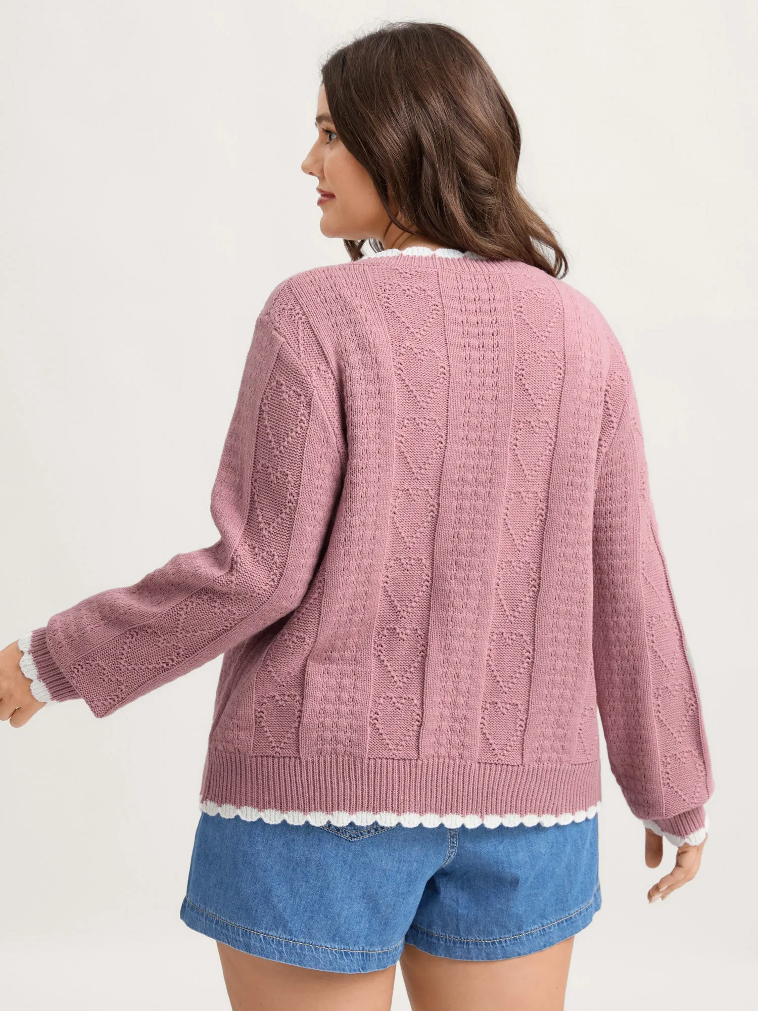 Wavy Contrast Edges Textured Knit Cardigan sold by Bloomchic product image thumbnail 5