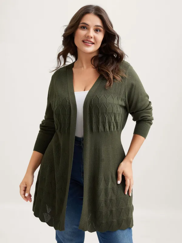Long Sleeve Cinched-Waist Knit Cardigan sold by Bloomchic