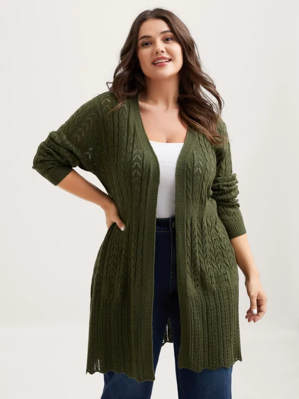 Textured Cut-Out Long Sleeve Knit Cardigan sold by Bloomchic