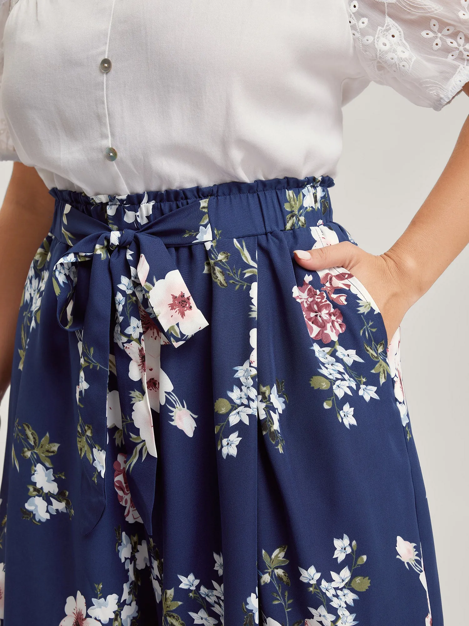 Large Floral Print Wide-Leg Pants sold by Bloomchic product image thumbnail 5