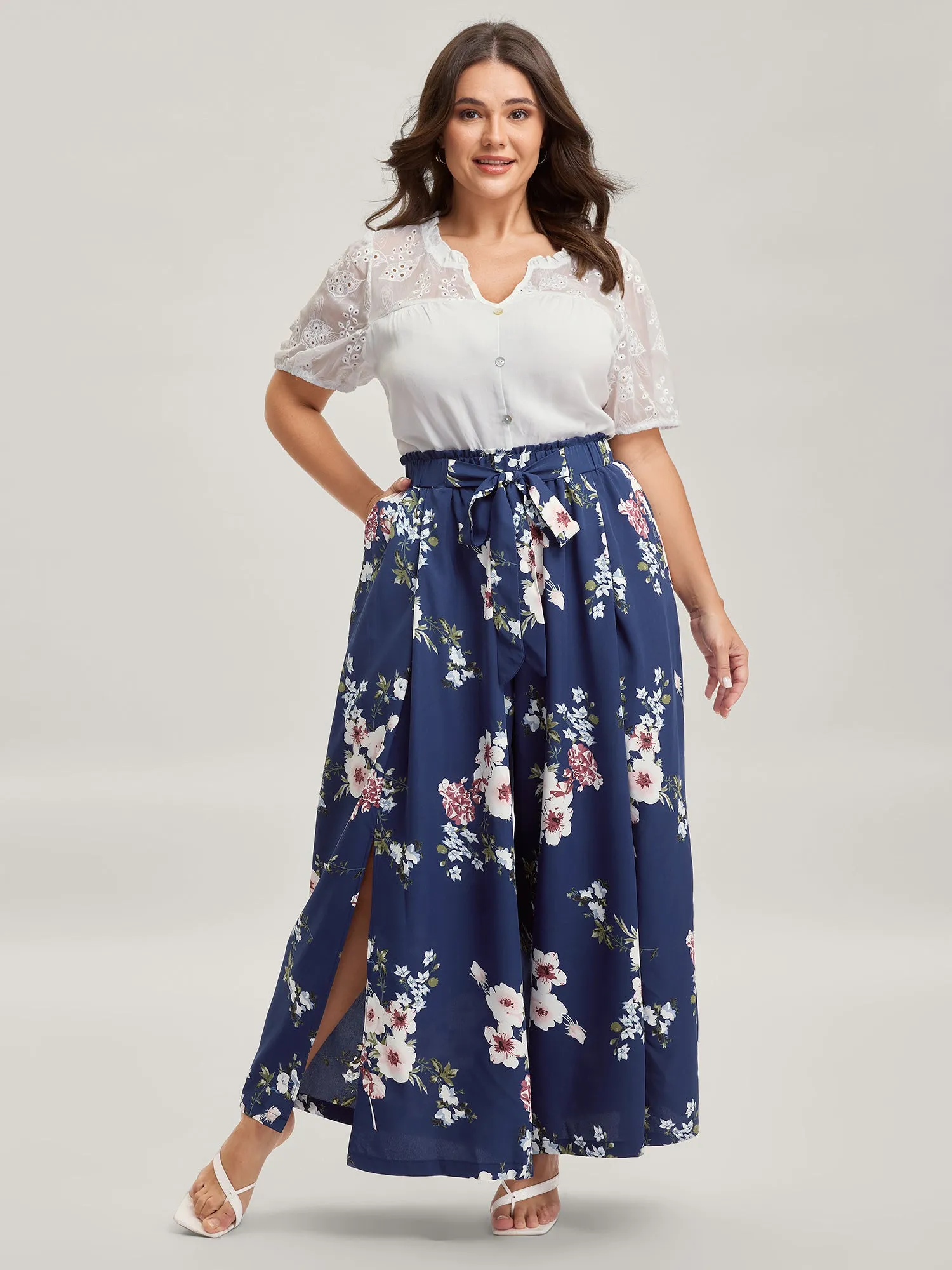Large Floral Print Wide-Leg Pants sold by Bloomchic product image thumbnail 2