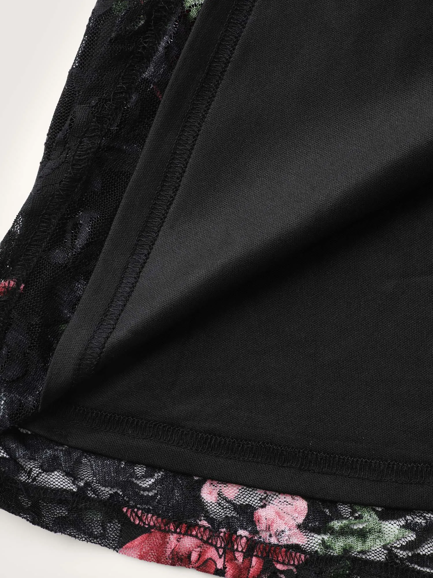 Floral Lace Trim Stretchy Waist Midi Dress sold by Bloomchic product image thumbnail 5