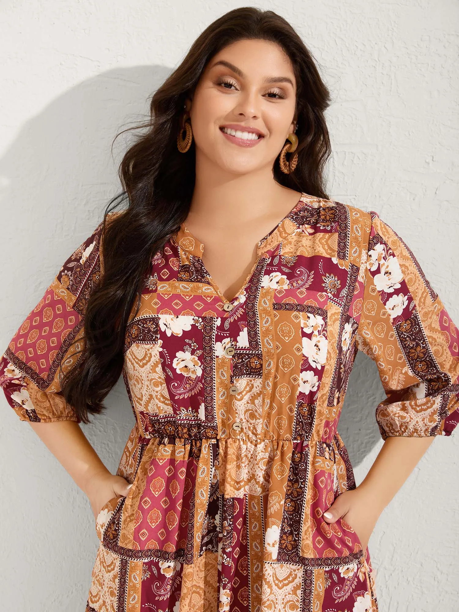 Floral Collage Split Side Pockets Maxi Dress sold by Bloomchic product image thumbnail 2