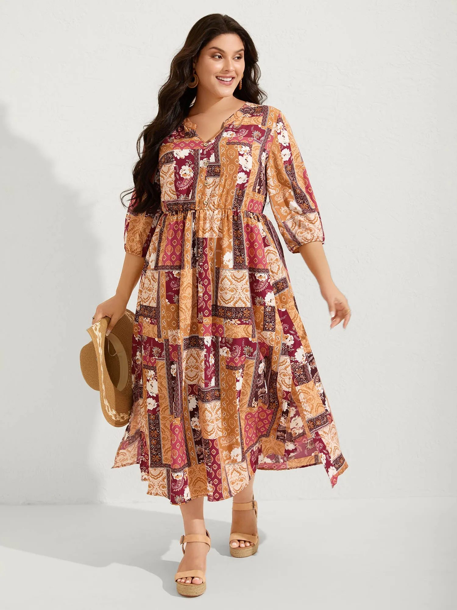 Floral Collage Split Side Pockets Maxi Dress sold by Bloomchic product image thumbnail 3