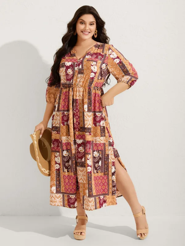 Floral Collage Split Side Pockets Maxi Dress sold by Bloomchic