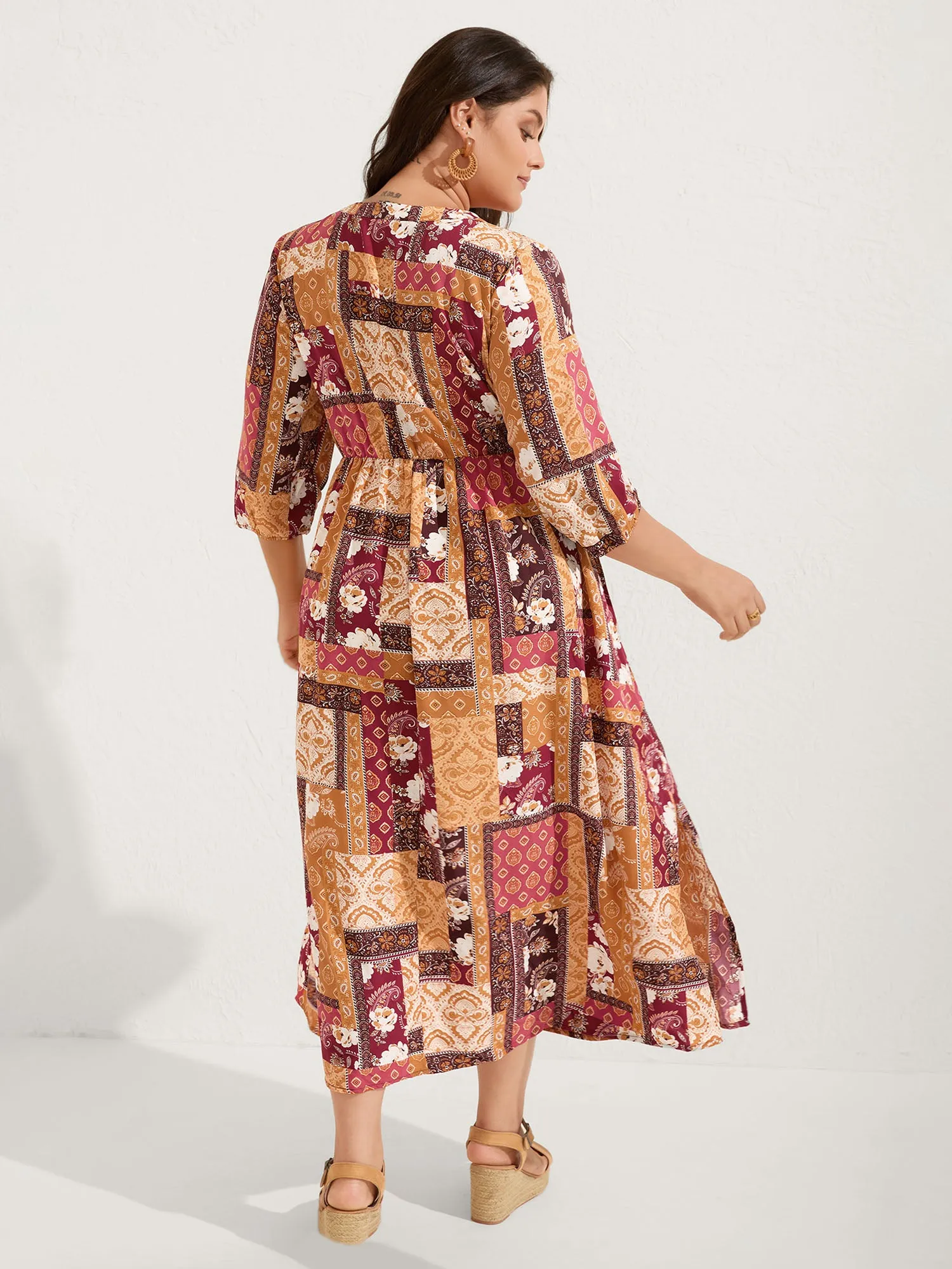 Floral Collage Split Side Pockets Maxi Dress sold by Bloomchic product image thumbnail 4