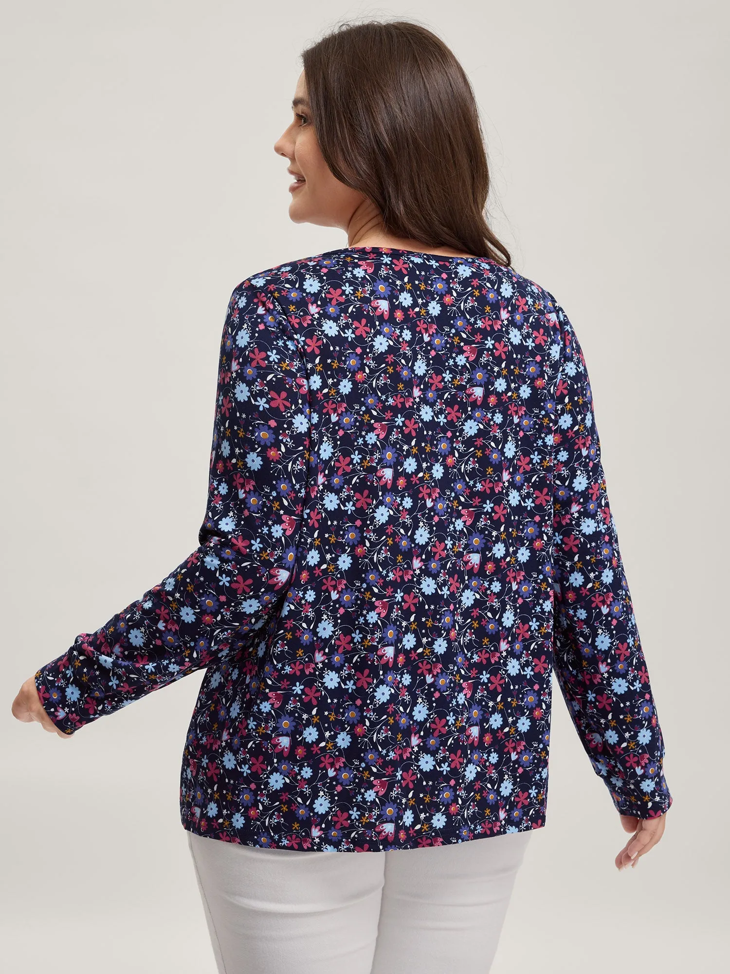 Floral Print Contrast Flowy Knit Top sold by Bloomchic product image thumbnail 4