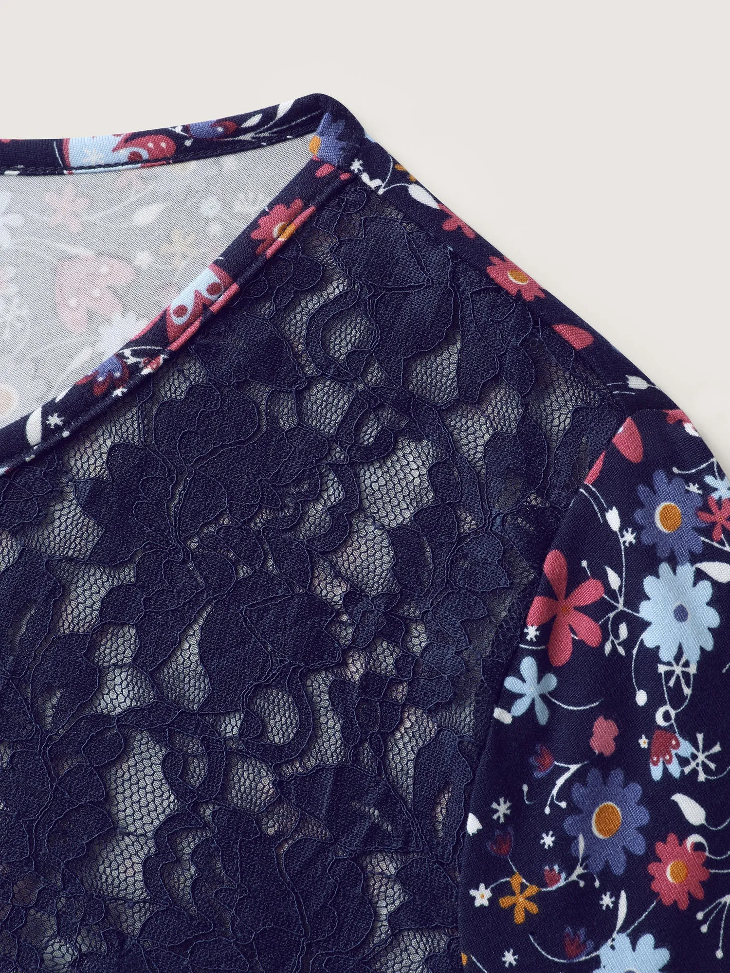 Floral Print Contrast Flowy Knit Top sold by Bloomchic product image thumbnail 5