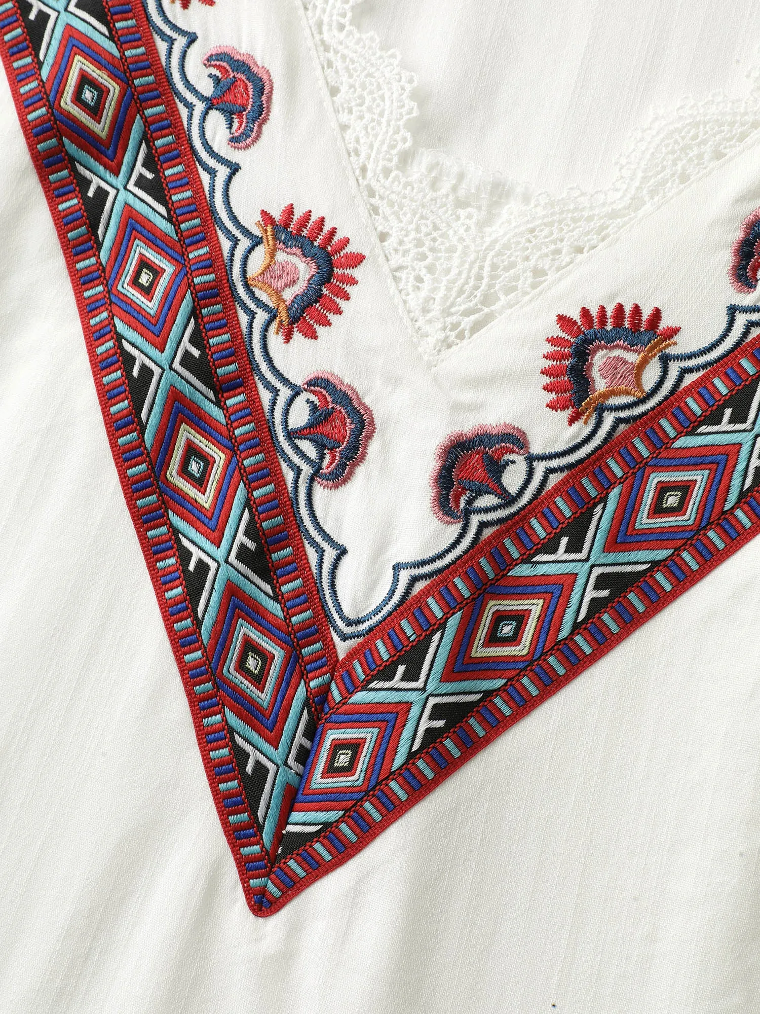 Boho Embroidered Neckline Puffy Sleeve Blouse sold by Bloomchic product image thumbnail 5