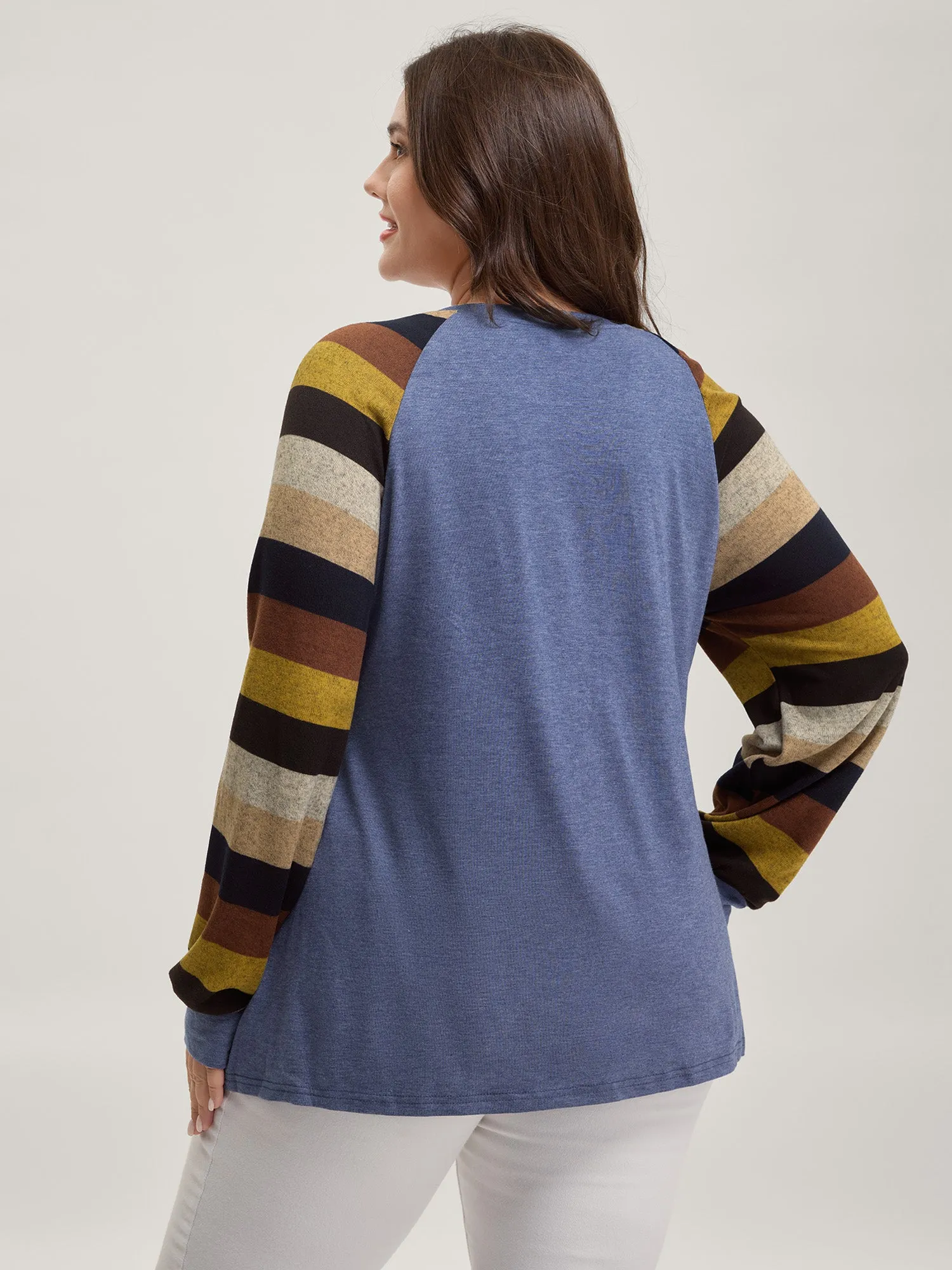 Striped Raglan Sleeve Knit Top sold by Bloomchic product image thumbnail 4