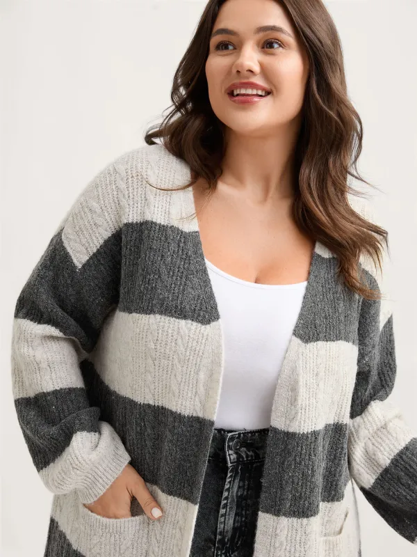 Striped Tissue Texture Knit Cardigan sold by Bloomchic