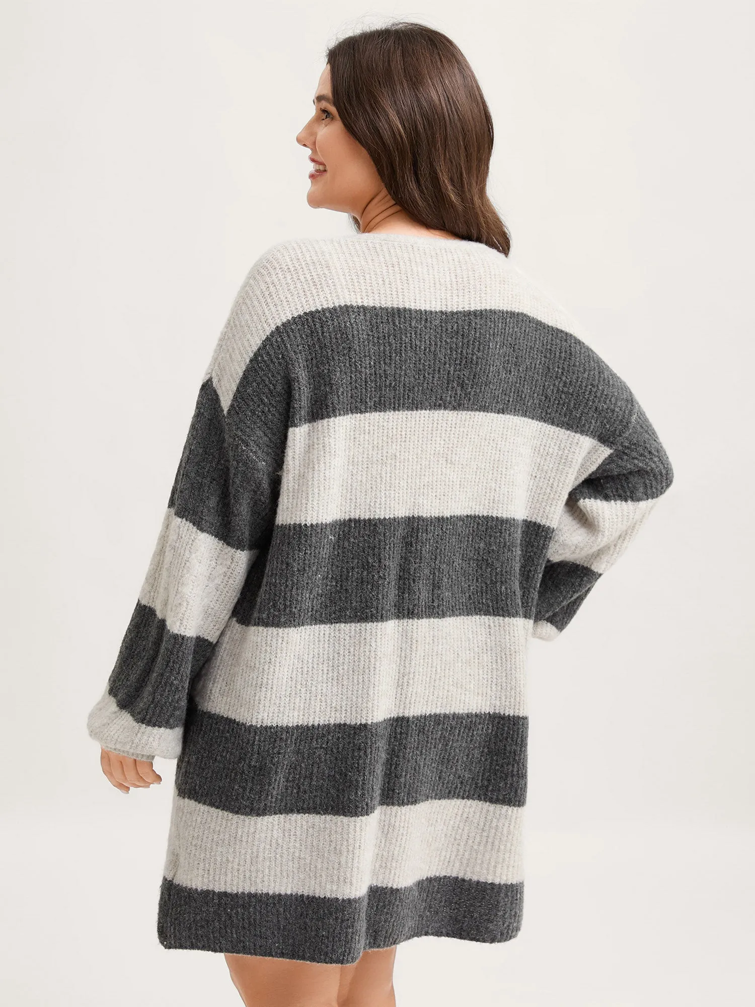 Striped Tissue Texture Knit Cardigan sold by Bloomchic product image thumbnail 3