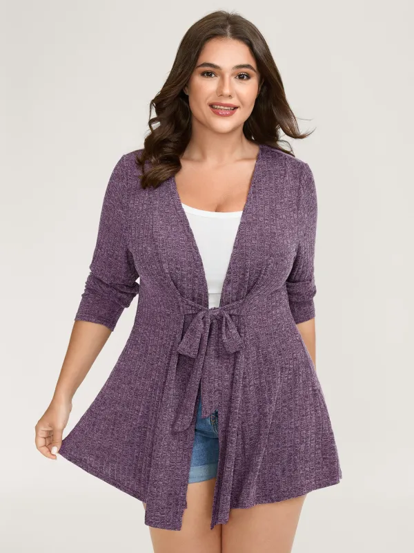 Heather Ribbed Supersoft Front-Tie Jacket sold by Bloomchic