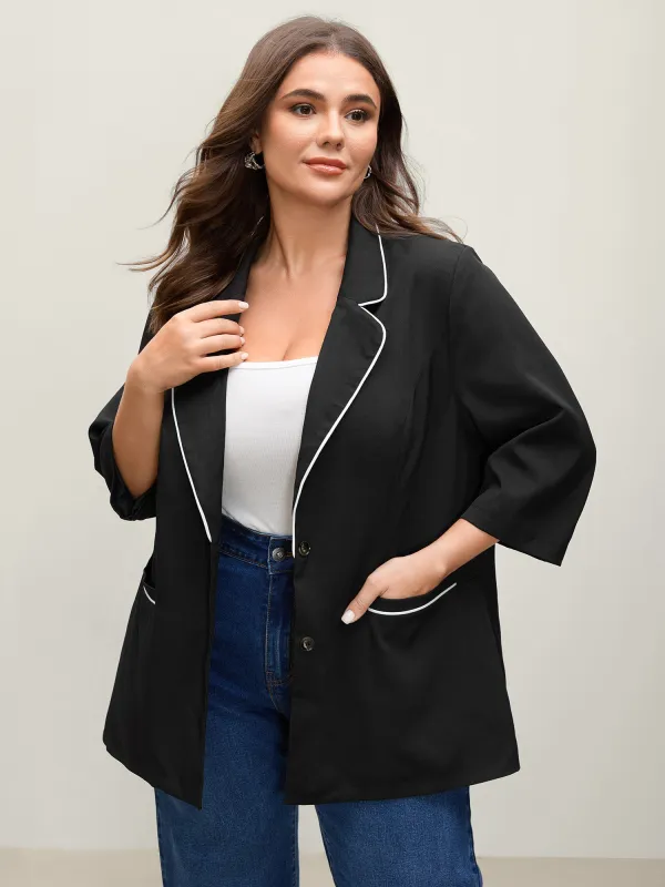 Contrast Pockets Three-Quarter Sleeve Blazer made by Bloomchic