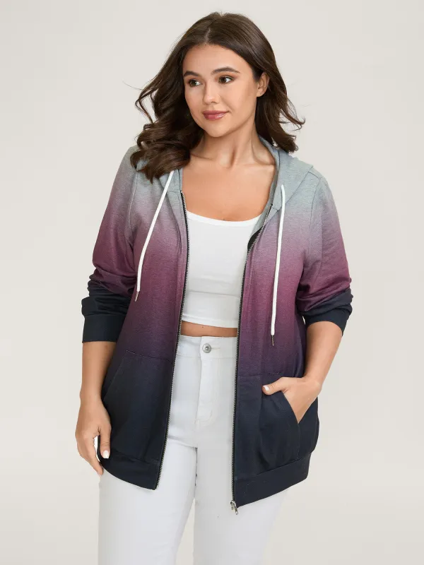 Ombre Gradient Zipper Front Jacket sold by Bloomchic