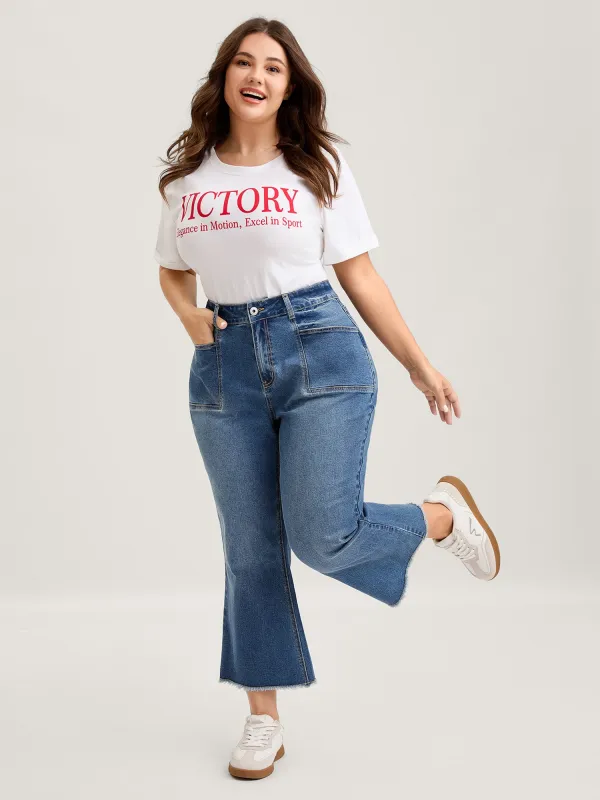 Retro Wash Flared Hem Pockets Jeans sold by Bloomchic