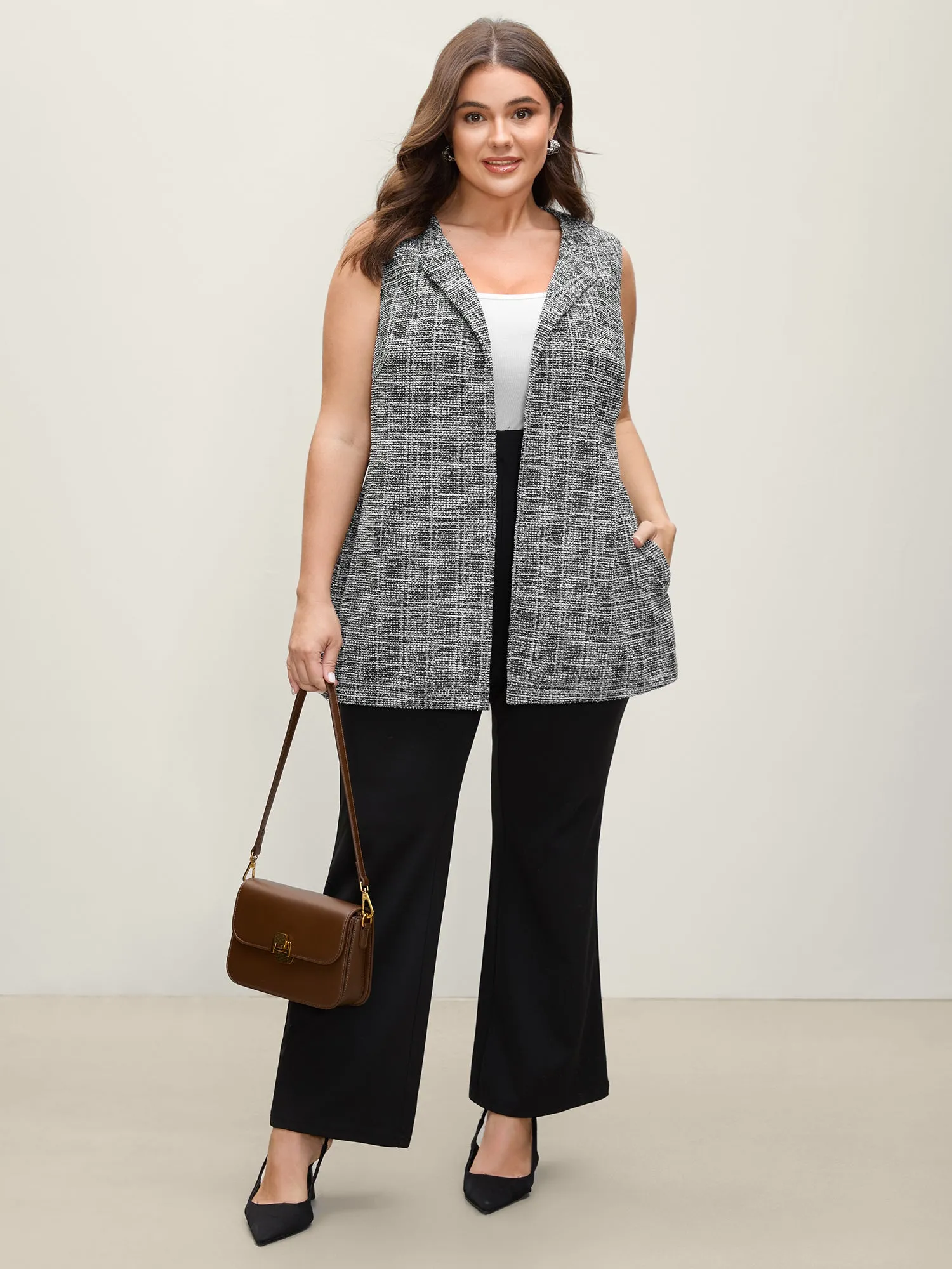 Elastic Tweed Lined Open-Front Vest sold by Bloomchic product image thumbnail 3