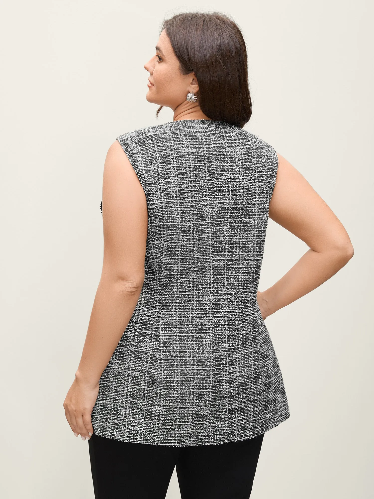 Elastic Tweed Lined Open-Front Vest sold by Bloomchic product image thumbnail 4