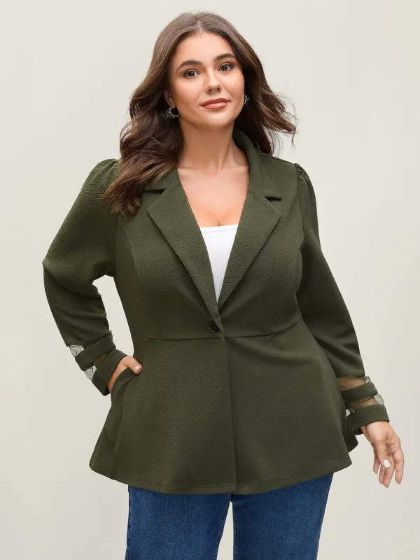 Sheer Stripe Cuffs Stretchy Flared Blazer sold by Bloomchic