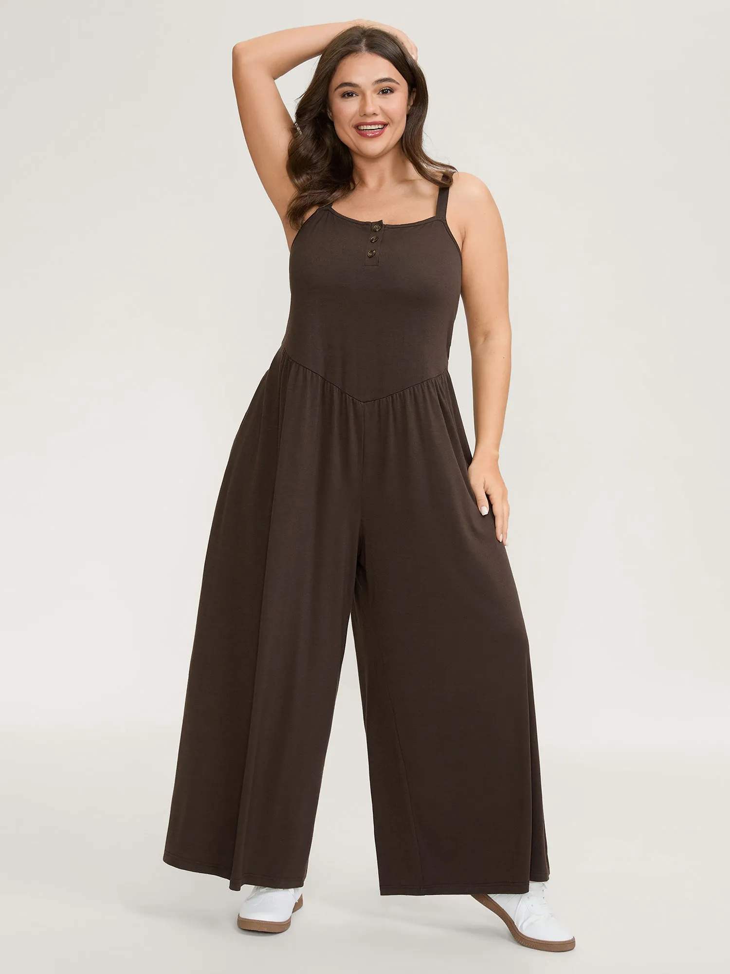 Supersoft Pleated Side Waist Detail Jumpsuit sold by Bloomchic product image thumbnail 3
