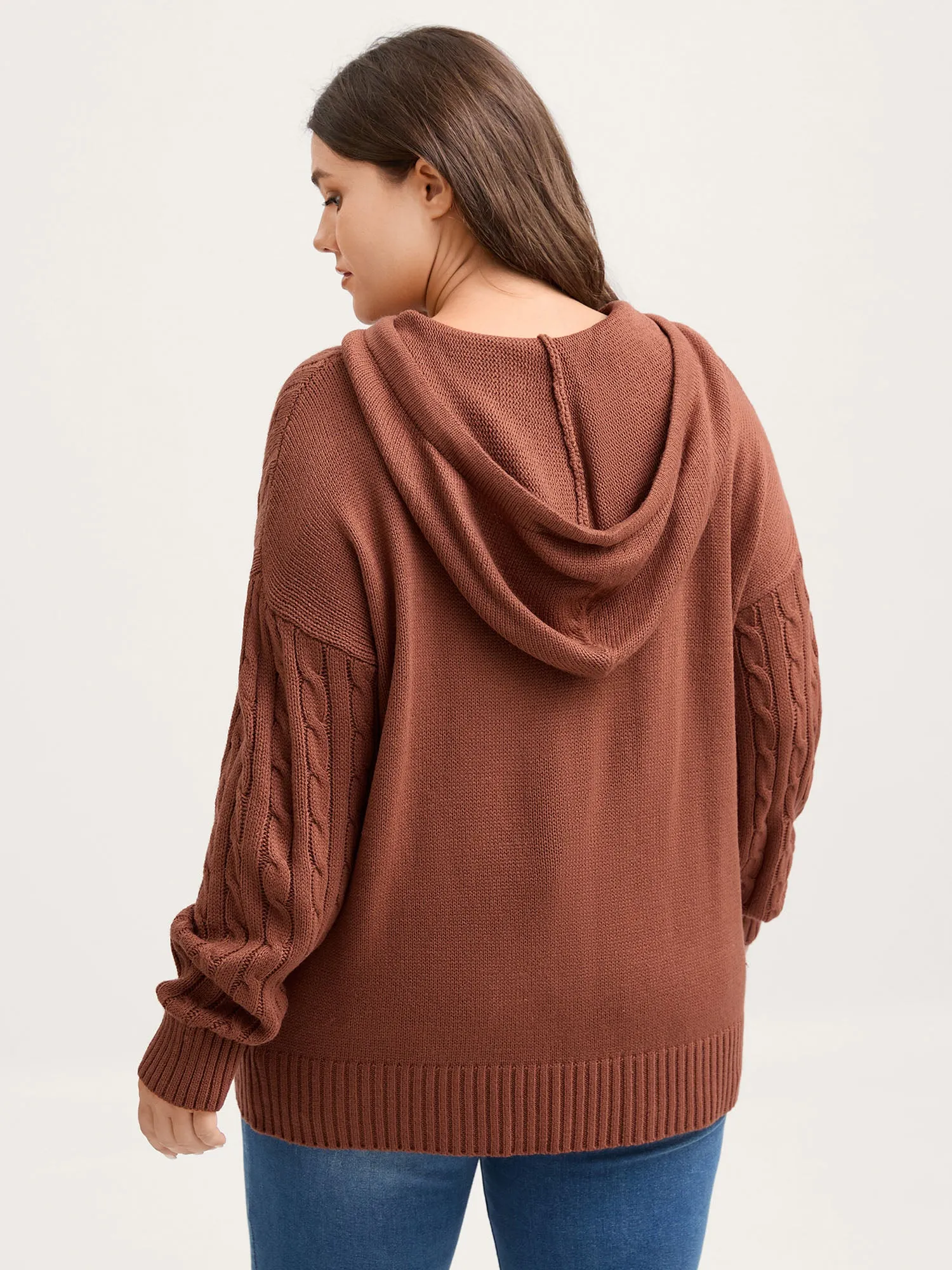 Textured Hooded Ribbed Hem Pullover sold by Bloomchic product image thumbnail 4
