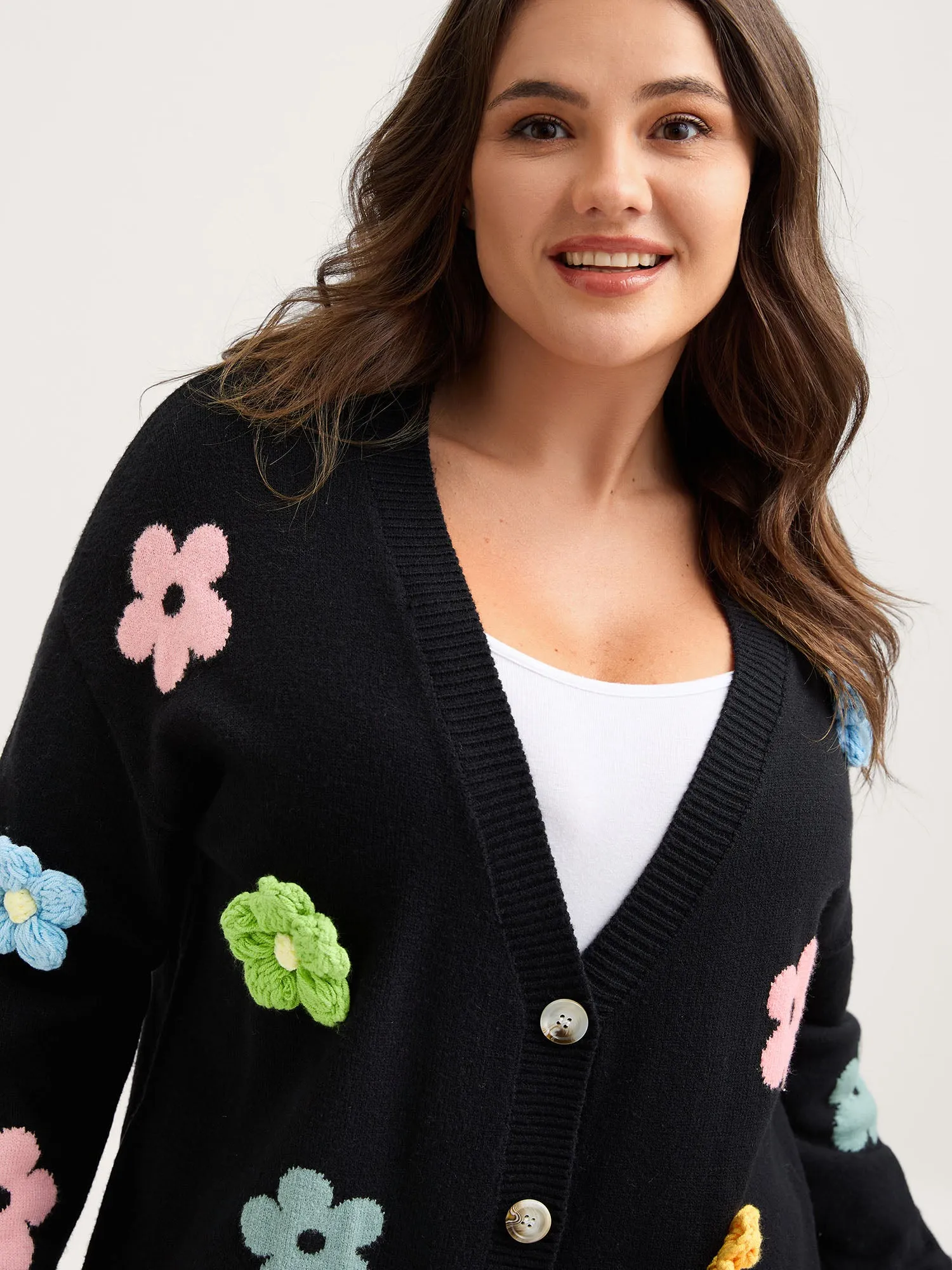3D Floral Jacquard Embroidery Knit Cardigan sold by Bloomchic product image thumbnail 2