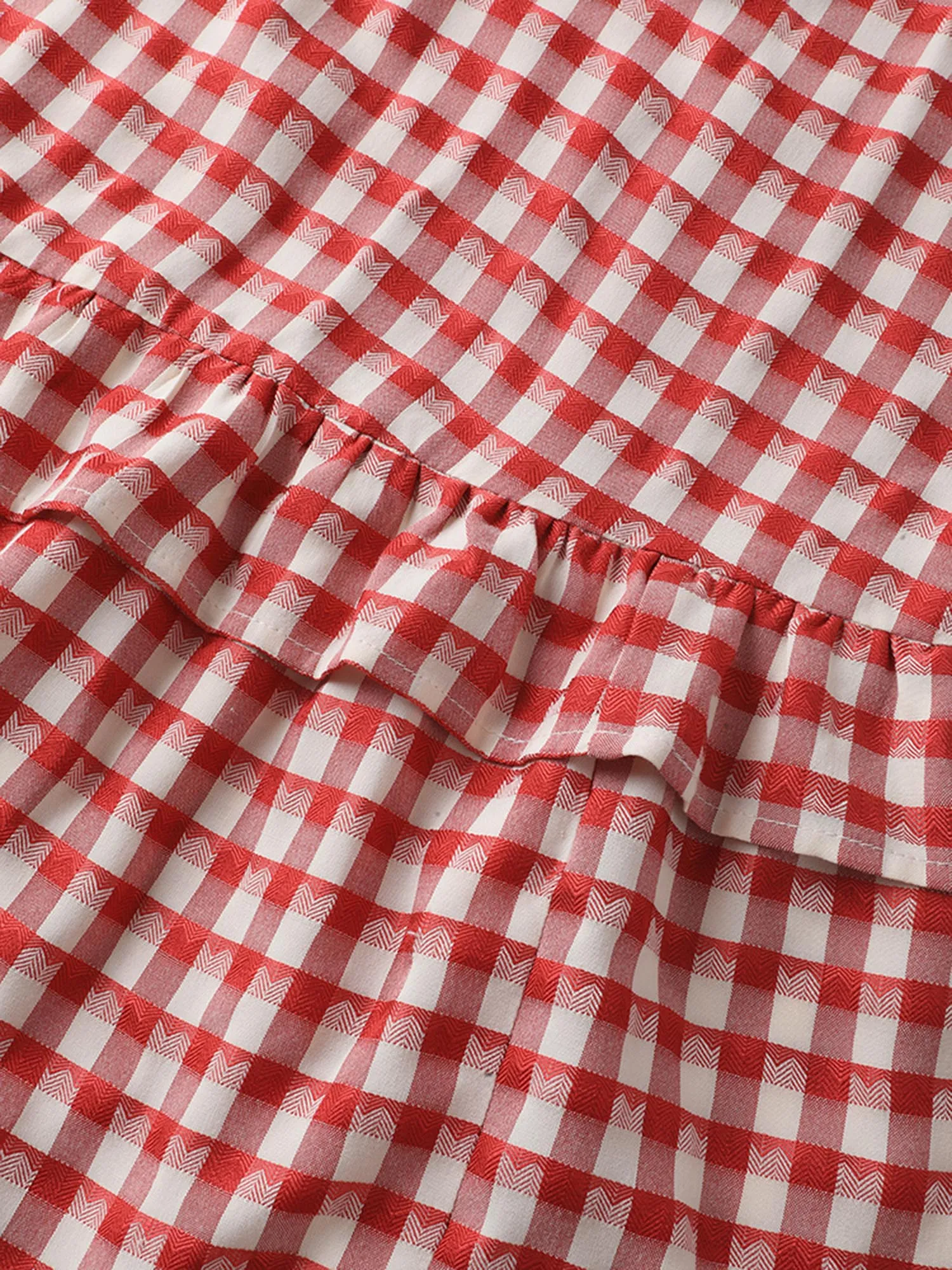 Gingham Print Textured Ruffled Hem Midi Dress sold by Bloomchic product image thumbnail 5