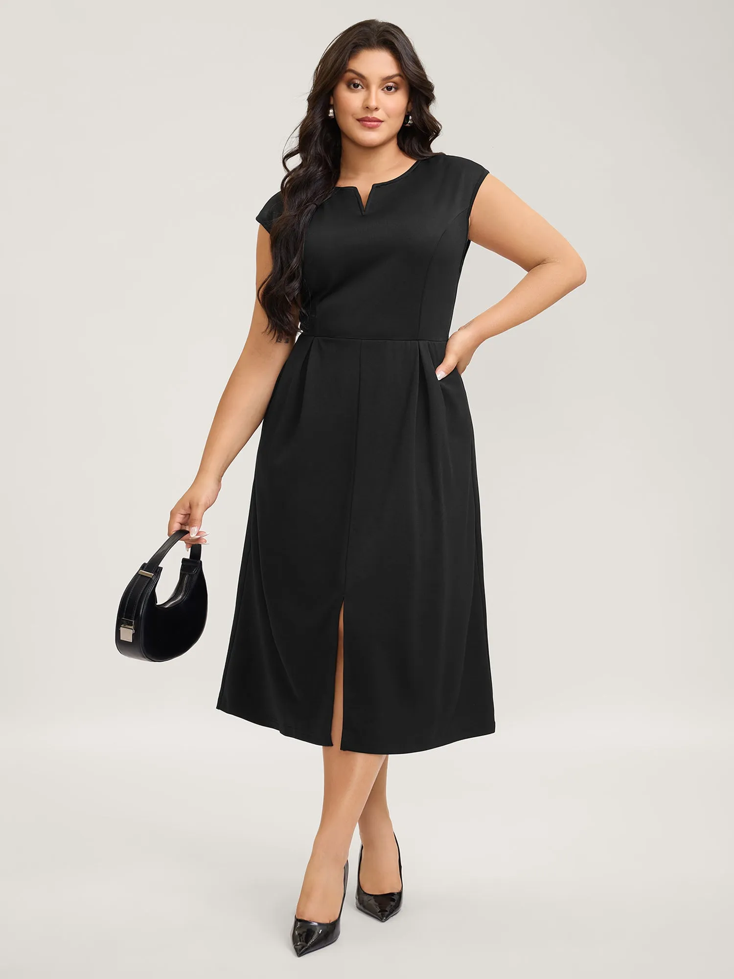 Stretchy Waist Pleated Midi Dress sold by Bloomchic product image thumbnail 3
