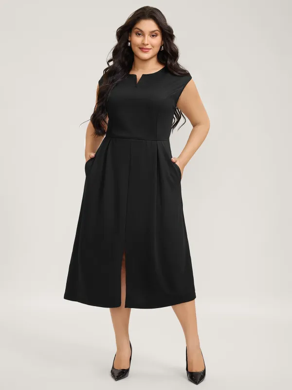 Stretchy Waist Pleated Midi Dress sold by Bloomchic