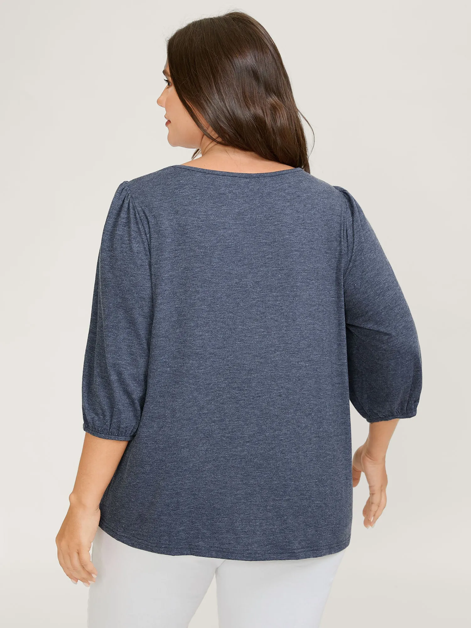 Pleated Neckline Cut-Out Knit Top sold by Bloomchic product image thumbnail 4