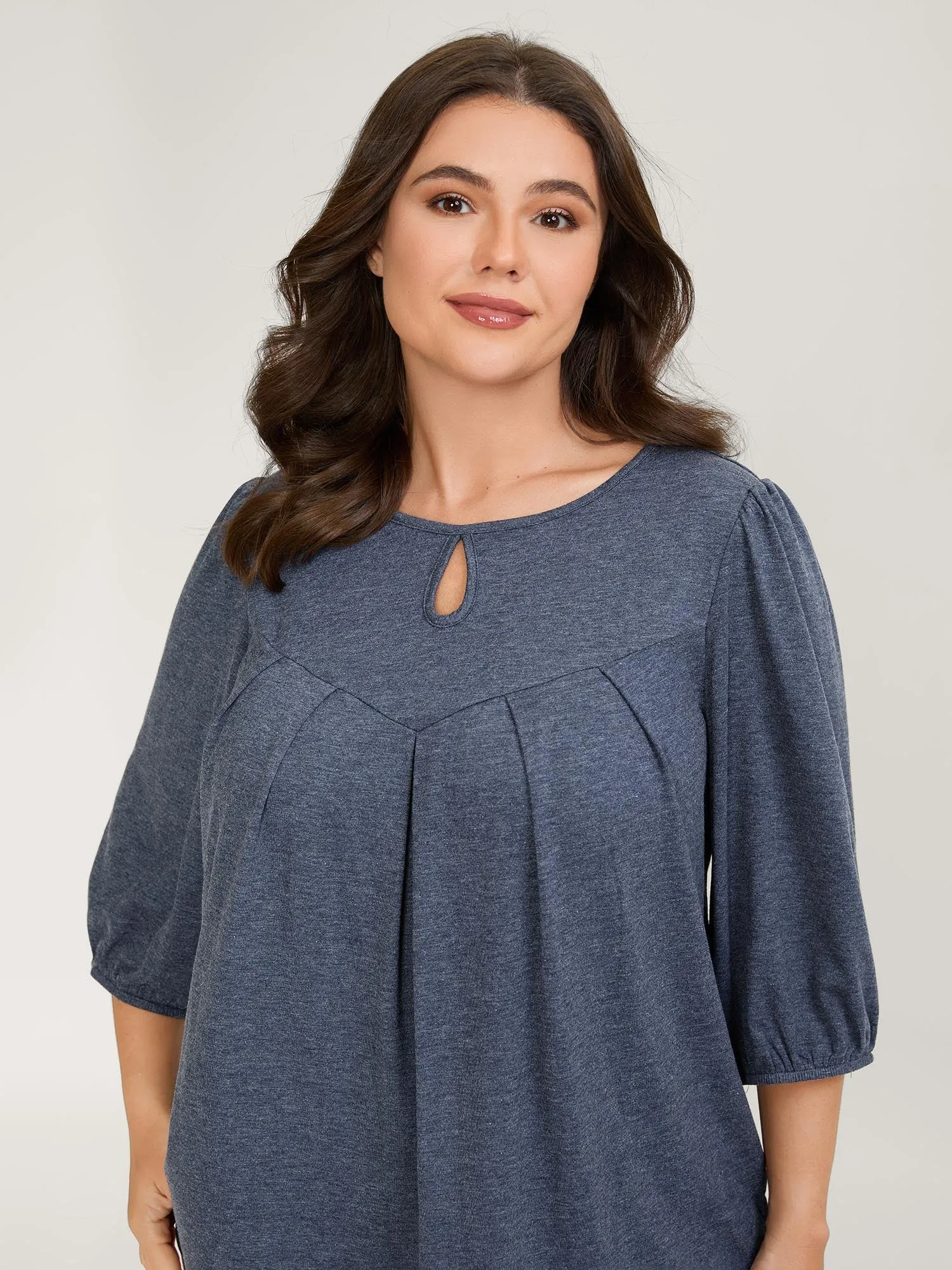 Pleated Neckline Cut-Out Knit Top sold by Bloomchic product image thumbnail 2