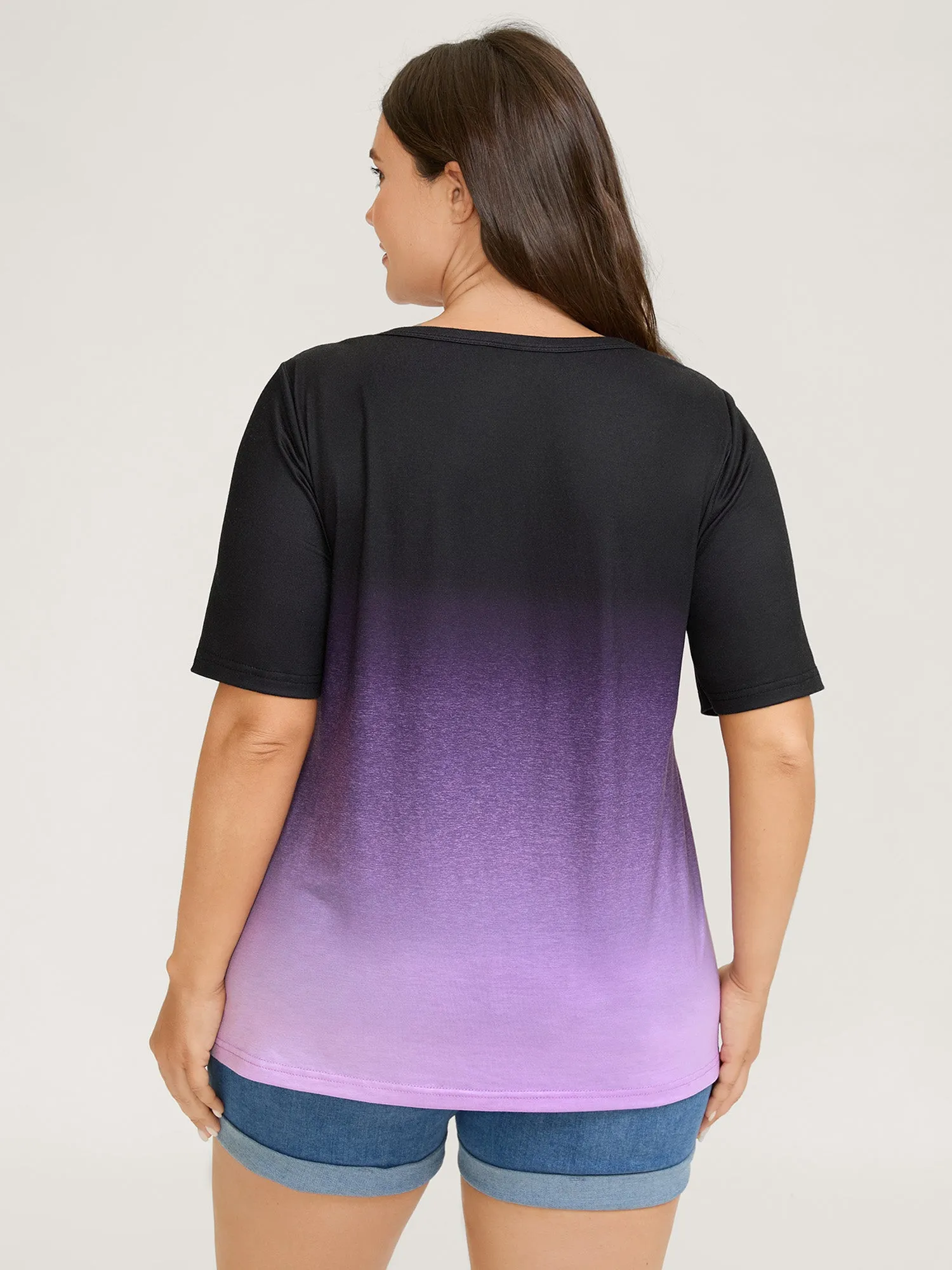 Tie-Dye Blend Neck Cut-Out T-Shirt sold by Bloomchic product image thumbnail 4