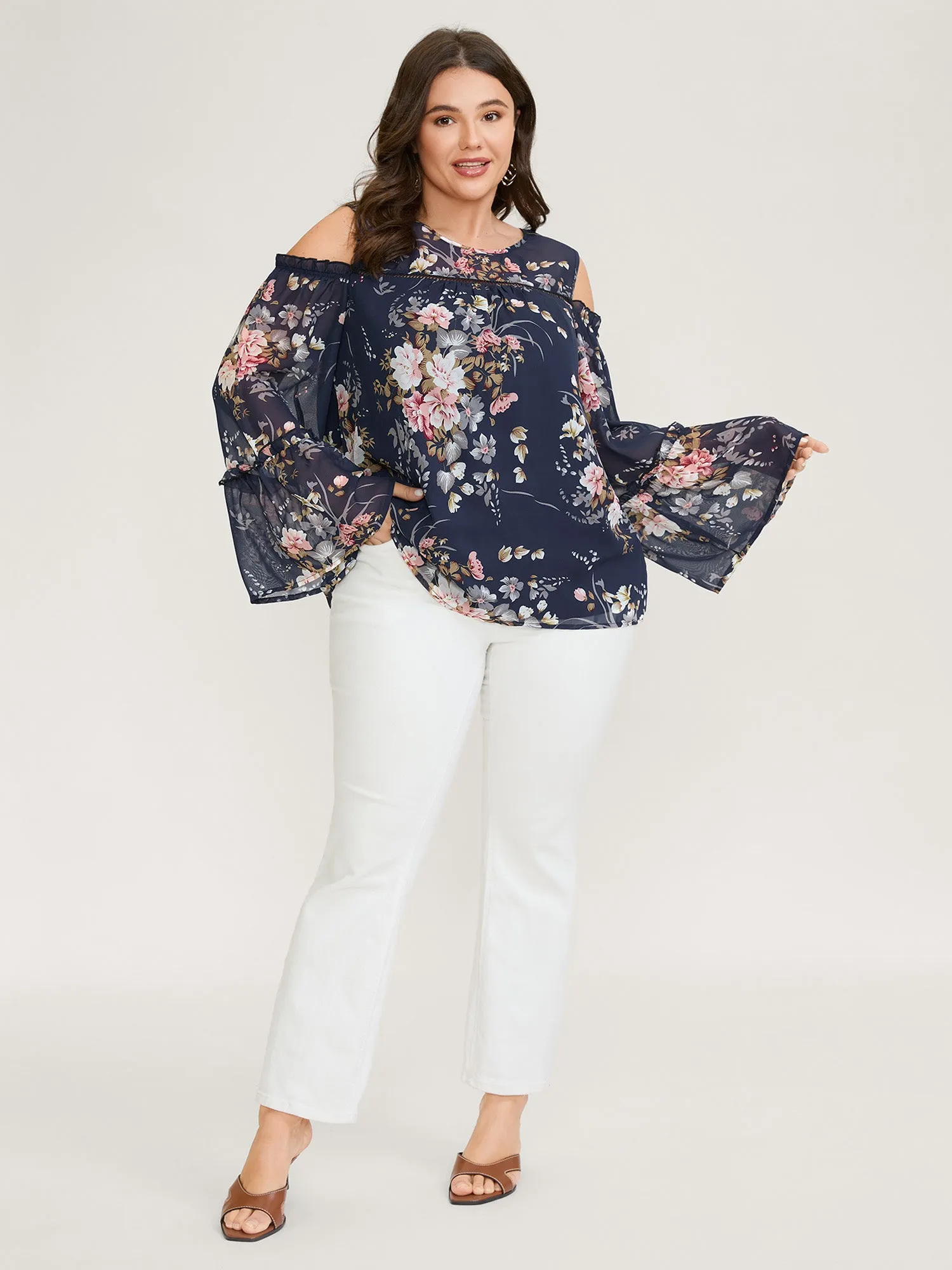 Floral Print Off-Shoulder Lace Blouse sold by Bloomchic product image thumbnail 2