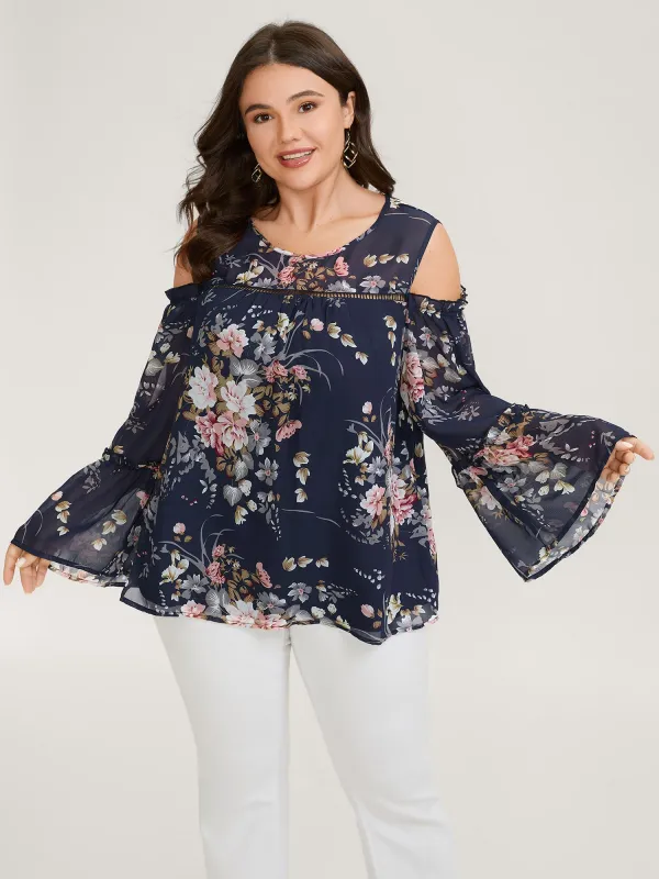 Floral Print Off-Shoulder Lace Blouse sold by Bloomchic