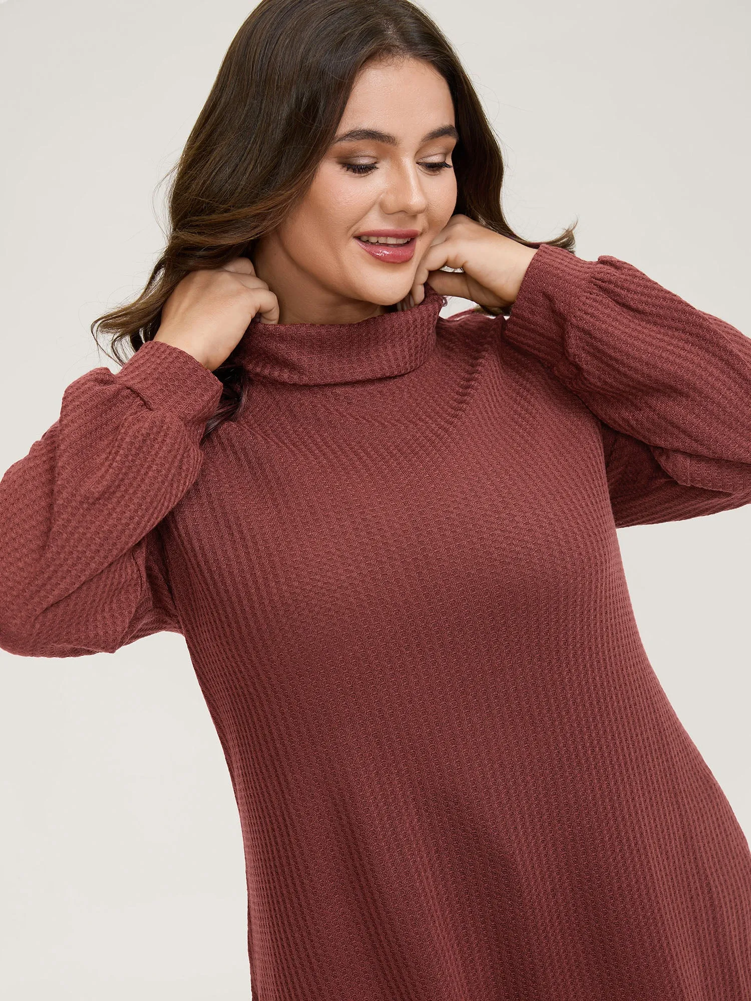 Ribbed Stretchy Turtle Neck T-Shirt sold by Bloomchic product image thumbnail 2