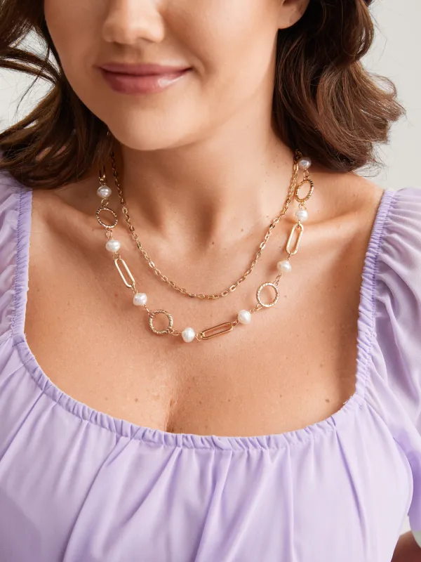 Tassel & Rhinestone Charm Layered Necklace sold by Bloomchic