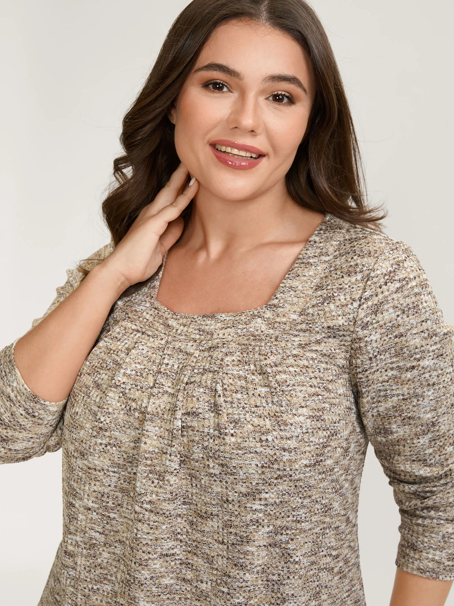 Textured Knit Pleated Neckline Top sold by Bloomchic product image thumbnail 2