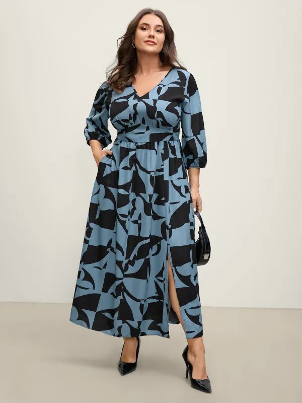 Fragmented Floral Print Pockets Slit Maxi Dress sold by Bloomchic