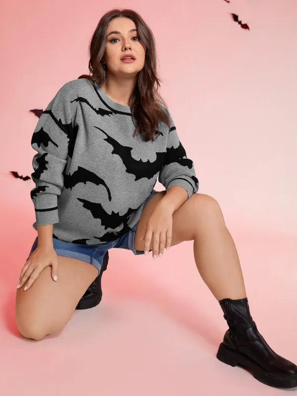 Flying Bats Pattern Crew Neck Pullover sold by Bloomchic