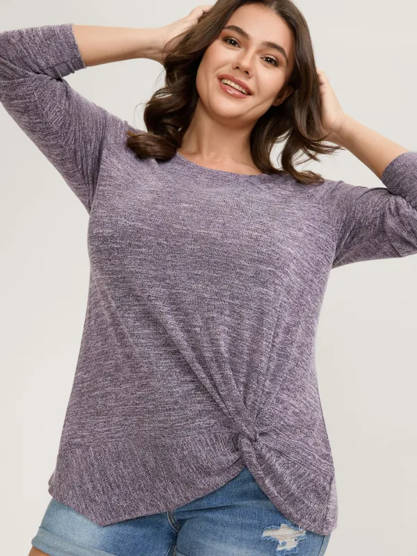 Heather Side Knot Full-Sleeve T-Shirt sold by Bloomchic