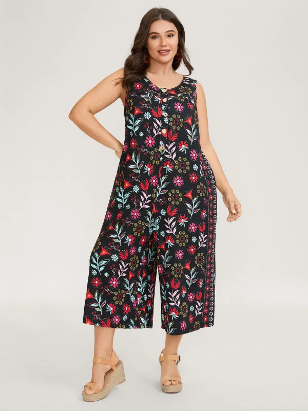 Supersoft Floral Print Pockets Jumpsuit sold by Bloomchic