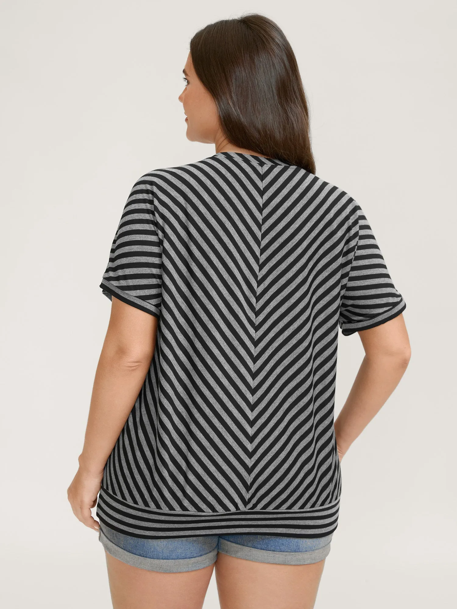 Striped Print Round Neck T-Shirt sold by Bloomchic product image thumbnail 4