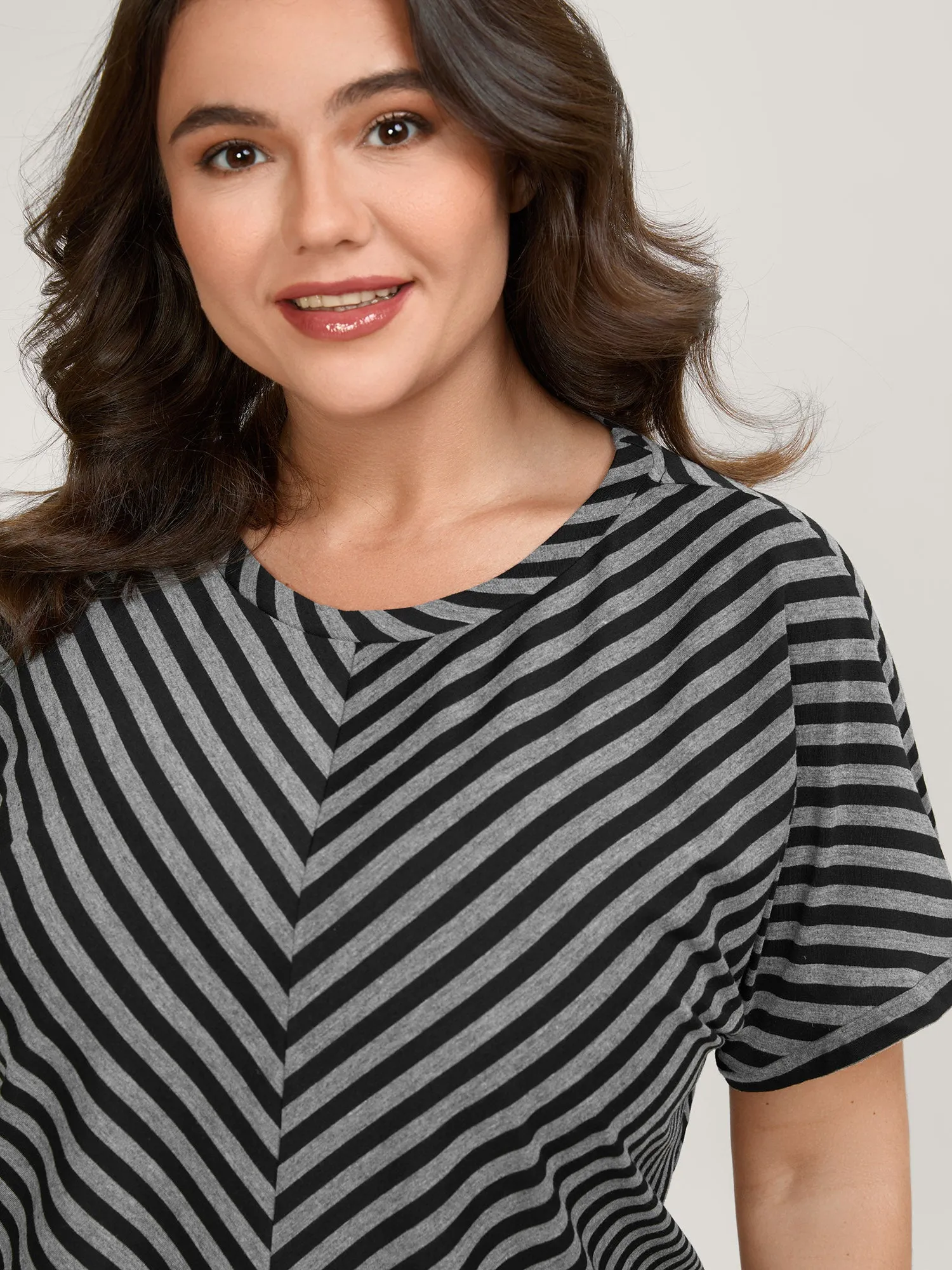 Striped Print Round Neck T-Shirt sold by Bloomchic product image thumbnail 2